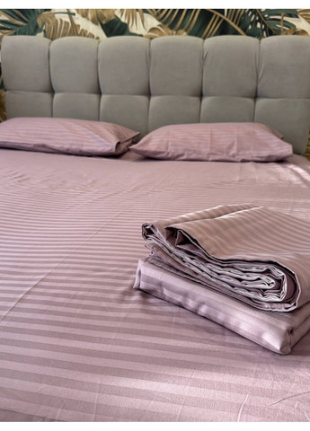 Комплект постельного белья двуспальный No Brand сірий страйп (370864754)