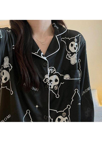 Чорна всесезон піжама kuromi з довгим рукавом. підліткова брючна піжама в класичному стилі. в комплекті: сорочка + штани. No Brand