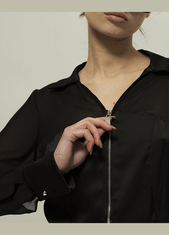 Чёрная блуза летняя на молнии черная Samsara