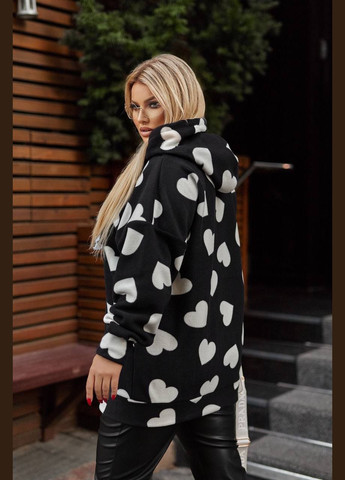 Женское худи оверсайз принт красное сердечко цвет белый New Trend (304972751)