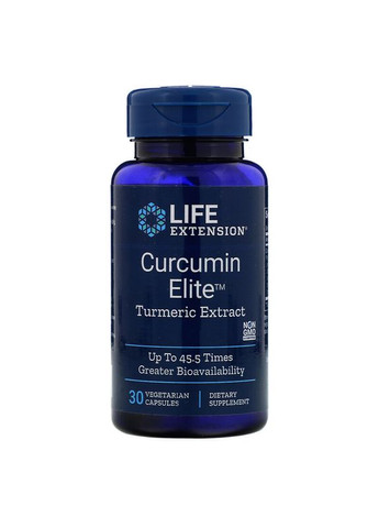 Біодоступний Куркумін 500 мг Elite Turmeric Extract 30 рослинних капсул Life Extension (265553047)