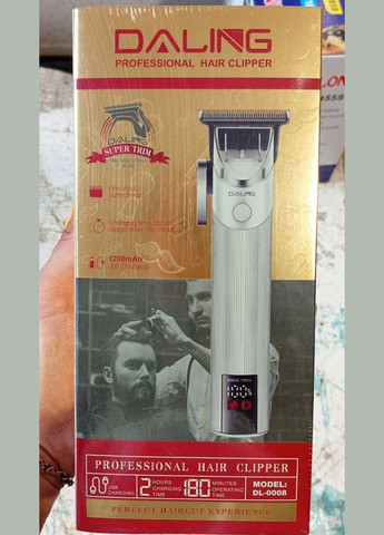 Мужской триммер Daling Super Trim аккумуляторный профессиональный с насадками с дисплеем 5 Вт DL-0008 No Brand (336146357)