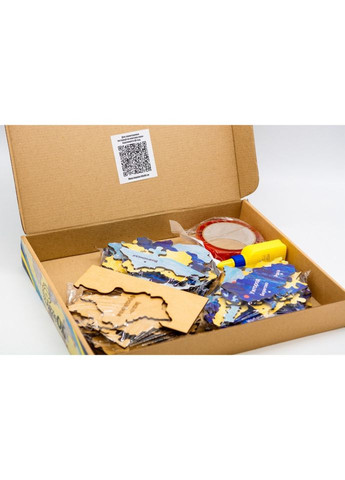 Деревянный пазл "Карта Украины" Арт-60906 сине-желтый 60х90 см. PuzzleOK (362589370)