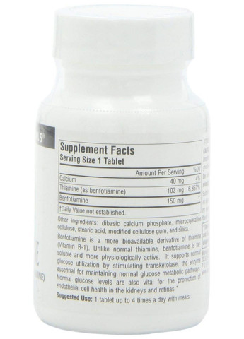 Бенфотіамін Benfotiamine 30 таб Source Naturals (357340057)
