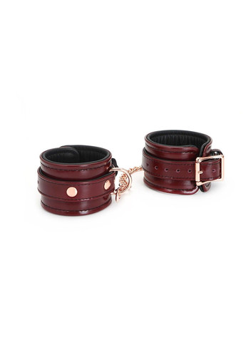 Кожаные наручники Wine Red Wrist Cuffs съемная цепочка крепления БДСМ аксессуар для фиксации Liebe Seele (302297784)