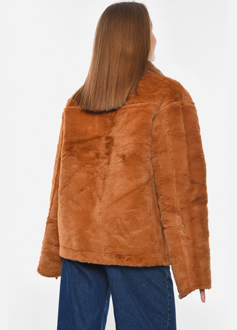 Коричнева демісезонна дублянка жіноча двостороння на штучному хутрі темно-коричневого кольору Let's Shop