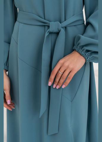 Бірюзова жіноча сукня міді довжини з v-подібною горловиною та асиметричними рельєфами (ск 0124) RiMari