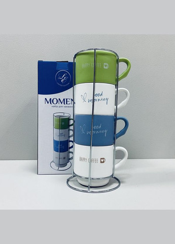 Набір чашок порцелянових на металевій підставці 4 шт 345 мл Limited Edititon Moment B248-T2330 Limited Edition (315780130)