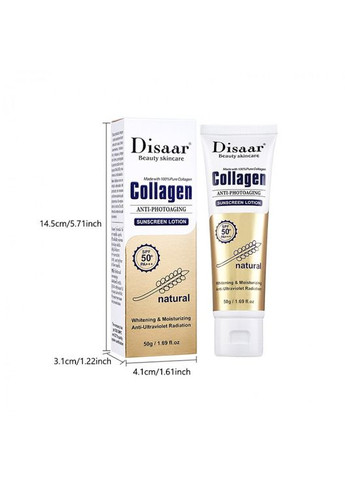 Сонцезахисний лосьйон Collagen Sunscreen Lotion SPF 50 PA+++, з колагеном та вітаміном С, 50 г Disaar (350349786)
