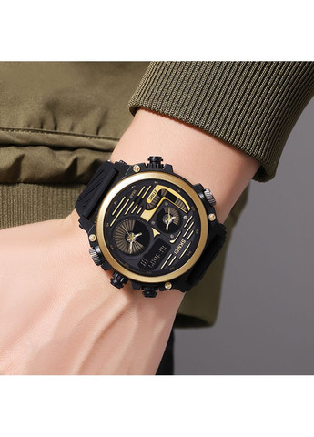 Часы черные золотые спортивные кварцевые для мужчин с будильником и секундомером ProDobro (367265770)