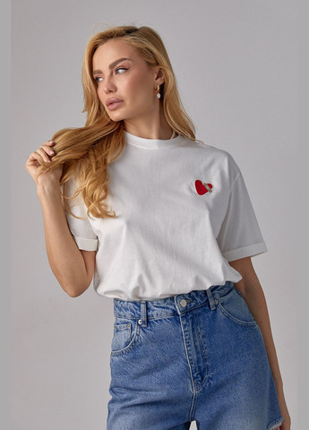 Трикотажна футболка з вишитим серцем Lurex - (293814149)