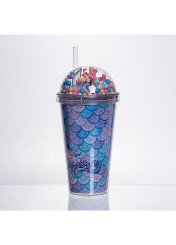 Пластиковый стакан с трубочкой 400 мл многоразовый для детей и взрослых для холодных напитков смузи Yiwu (370432220)