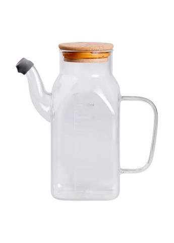 Ємність для олії та оцту 750 мл скляна з бамбуковою кришкою для кухні контейнер для рідин ProDobro (364189529)
