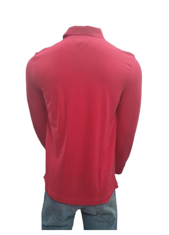 Чоловіча футболка-поло HILFIGER REGULAR LS POLO з довгими рукавами коралового кольору, розмір S Tommy Hilfiger slim fit (370442358)