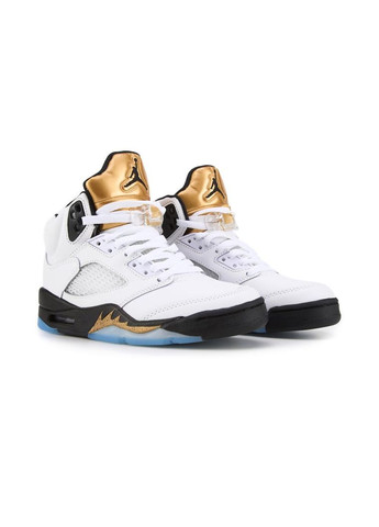 Белые демисезонные кроссовки мужские nike air jordan 5 retro olympic white найк аир джордан No Brand