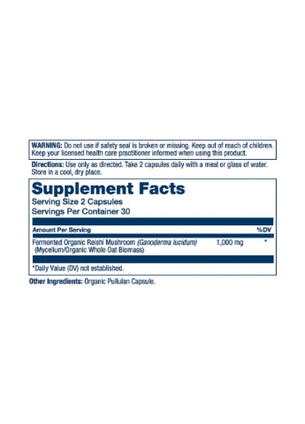 Org Grown Fermented Reishi 1000mg - 60 caps Solaray (392264633)