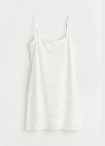 Білий повсякденний, кежуал, вечірня плаття трикотажне на підкладці для жінки 1065281-001 білий H&M однотонна