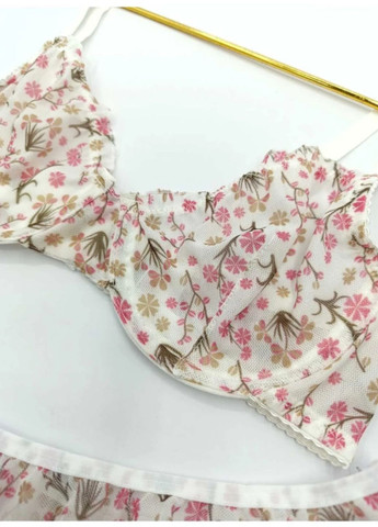 Молочний демісезонний жіночий комплект нижньої білизни в сіточку white flowers (1729 01) 75 BLUE AVCI