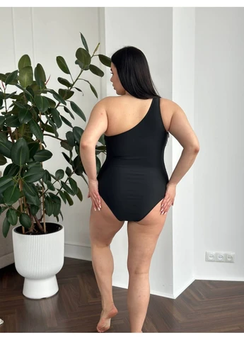 Черный женский слитный черный купальник с сеткой plus size Luna