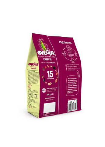 Корм Фієста Енергія для хвилястих папуг, 600 г Природа (349861474)