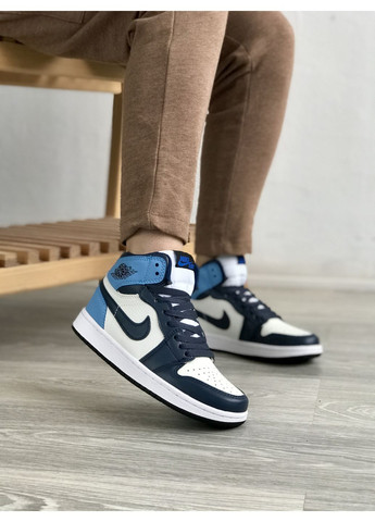 Синій Осінні кросівки чоловічі і жіночі nike air jordan 1 retro high patent blue toe| найк джордан 1 ретро сині No Brand
