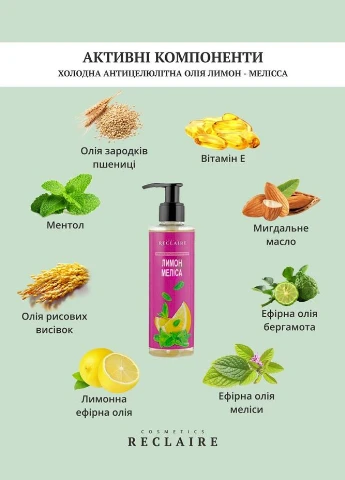 Холодный массажный антицеллюлитный комплекс для уменьшения целлюлита, отеков и улучшения тонуса кожи Reclaire Reclaire cosmetics (277973924)