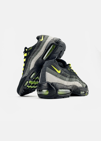 Чорні Осінні кросівки чоловічі nike air max 95 black grey green | найк аір макс 95 чорні No Brand