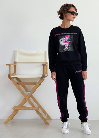 Чорний жіночий светр світшот з написом John Richmond однотонний без декору (369900455)