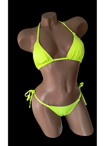 Желтый демисезонный женский купальник на завязках раздельный "шторка" бикини Polovi Шторка