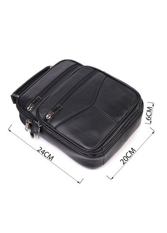 Містка чоловіча сумка шкіряна 21271 Чорна Vintage (370598473)