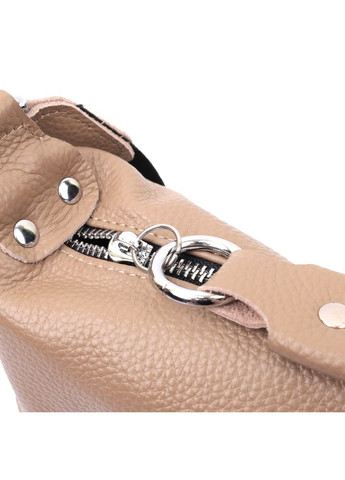 Сумка для женщин из натуральной кожи через плечо с необычным бегунком брелком 22618 Бежевая Vintage (298569455)