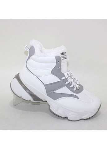 Жіночі високі зимові кросівки з об'ємною товстою підошвою Fashion білі зими (370877871)