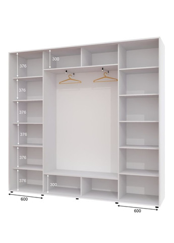Шкаф-купе трехдверный 260*45*230 см Белый 3 двери Зеркало ШК-05 Алекса (360452468)