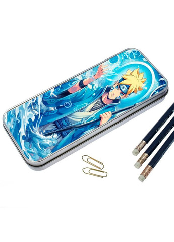 Пенал школьный для мальчика и девочки металлический Аниме Боруто #010 7*18 см Silver No Brand (309153205)