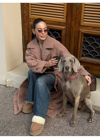 Коричневое демисезонное Пальто макси реглан с поясом на подкладке,премиальный кашемир альпака. Україна