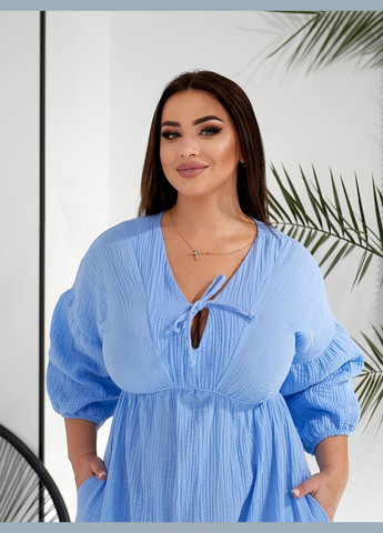 Голубое повседневный, праздничный, вечернее платье Україна однотонное