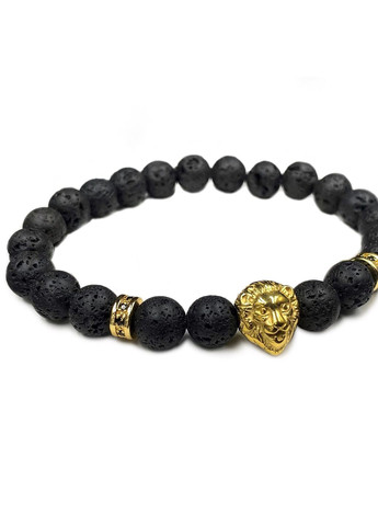 Браслет із лавового каменю з левом золотого кольору (50014) Hemst (301071251)