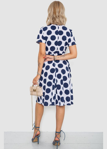 Белое повседневный сарафан в горох софт на запах свободный с поясом летний с короткими рукавами сине-белый (sku_241r165) No Brand в горошек