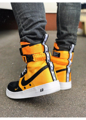 Черные демисезонные кроссовки мужские nike special fled air force 1 yellow white black найк No Brand