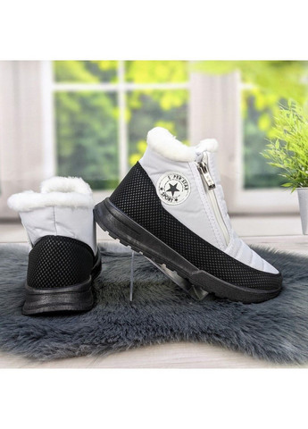 Черевики дутики жіночі зимові білі з чорним SV (301690044)