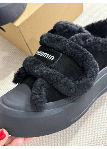 Черные кеды женские 15-1 с мехом и опушкой на липучке черные Hengji