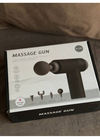 Перкусійний масажер YX-720S акумуляторний 1300 mAh Антицелюлітний вібромасажер для тіла 4 насадки Білий No Brand (357208087)