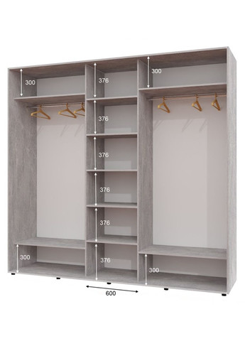 Шафа-купе тридверна 270*60*220 см Індастріал 3 двері Дзеркало ШК-04 Алекса (360478291)