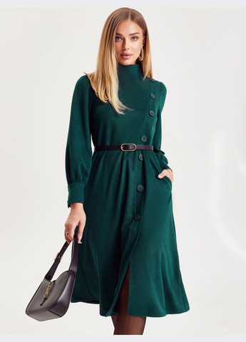 Смарагдова замшеве плаття з декоративними ґудзиками зелене Dressa