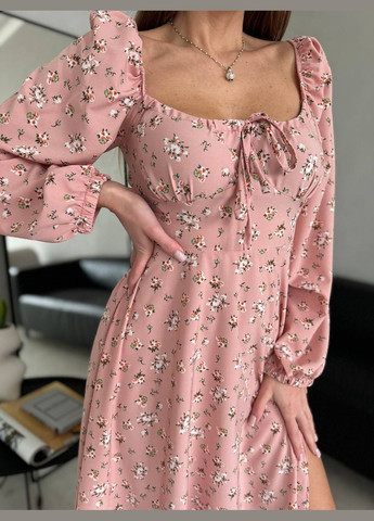 Пудрова кежуал жіноча сукня софт No Brand з квітковим принтом