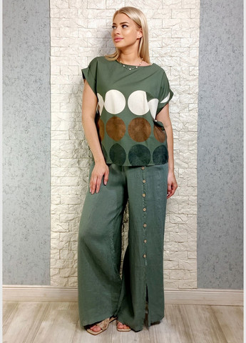 Штани Puro Lino палаццо лляні з розрізами та гудзиками (336164469)