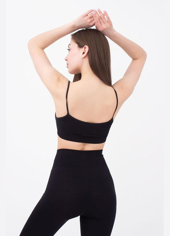 Чёрный топ бесшовный бра-топ на тонких бретелях Giulia без косточек полиамид, эластан