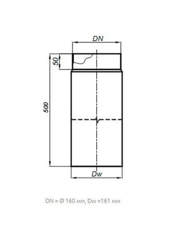 Труба 0,5 м на димохід Ø 160 чорна сталь 2 мм Darco (387172303)