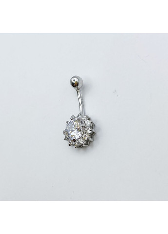 Пирсинг в пуп серебряный с кубическим цирконием "Солнышко" 2,2 г No Brand (369737349)