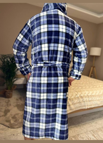 Халат чоловічий махровий XXL Синій в клітинку (П4К-Al-male-halat-008-03) No Brand (323160824)